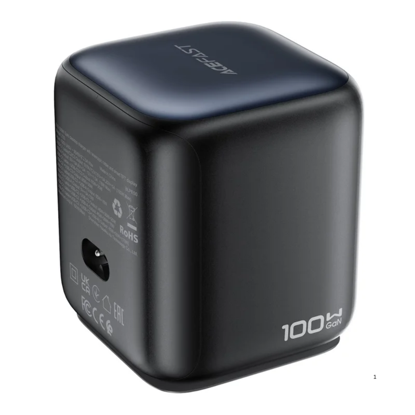 ACEFAST Z10 100W GaN Desktop Charger with TFT Display &amp; Retractable USB-C Cable (UK Plug)