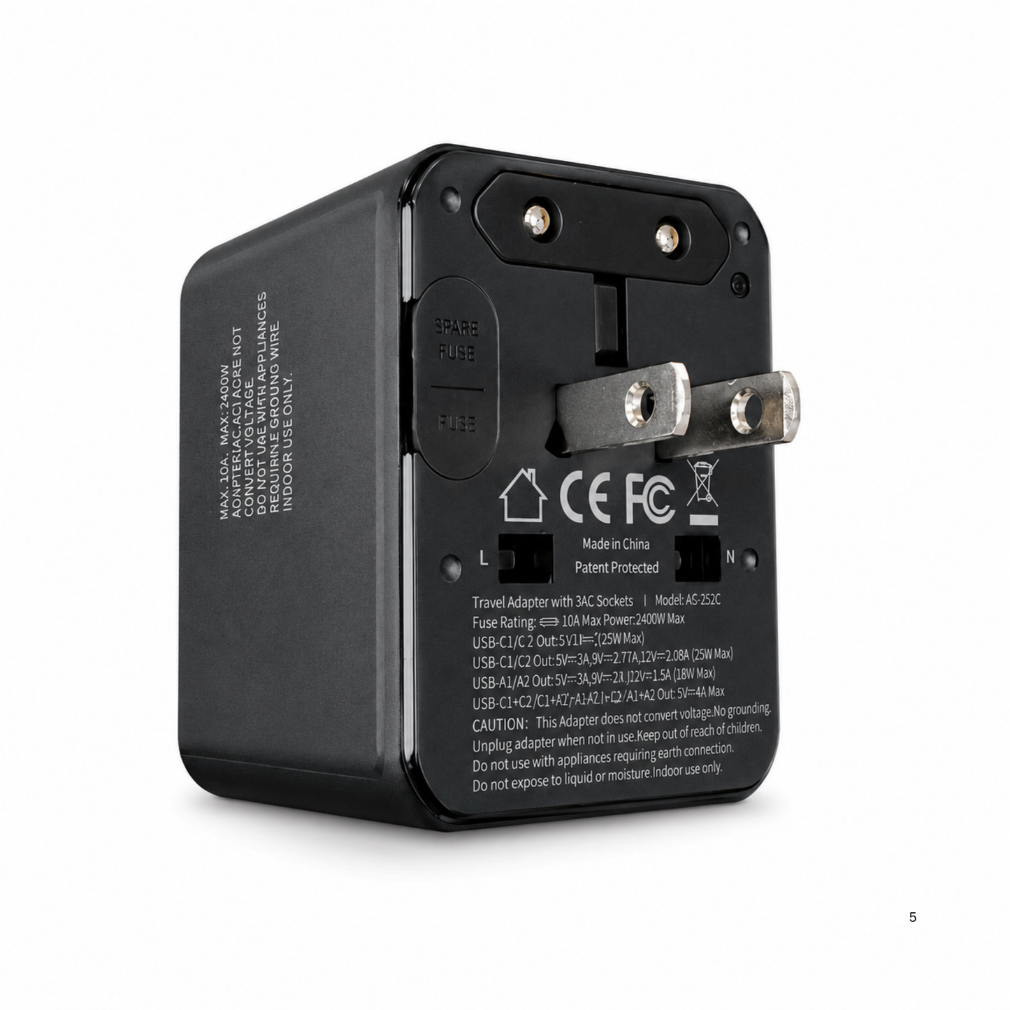 ANRMESUN AS-252C 25W GaN Universal Travel Adapter (2 USB-C + 2 USB-A)