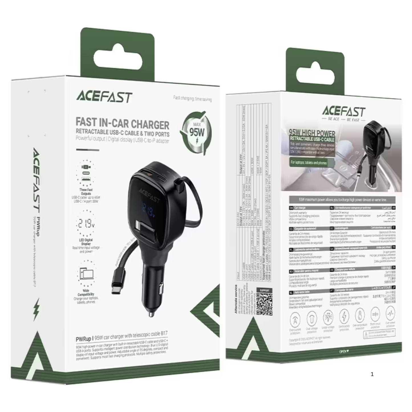 ACEFAST B17 95W Retractable USB-C Car Charger