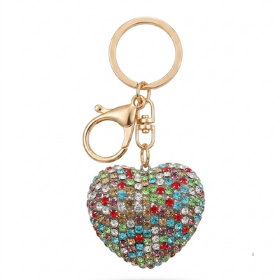 Diamond Heart Charm Keychain