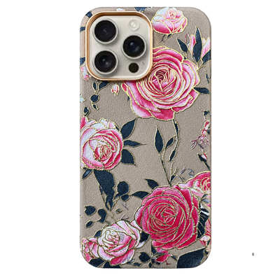 3D Embossed Leather MagSafe Case – Rose Garden Edition Phone Case