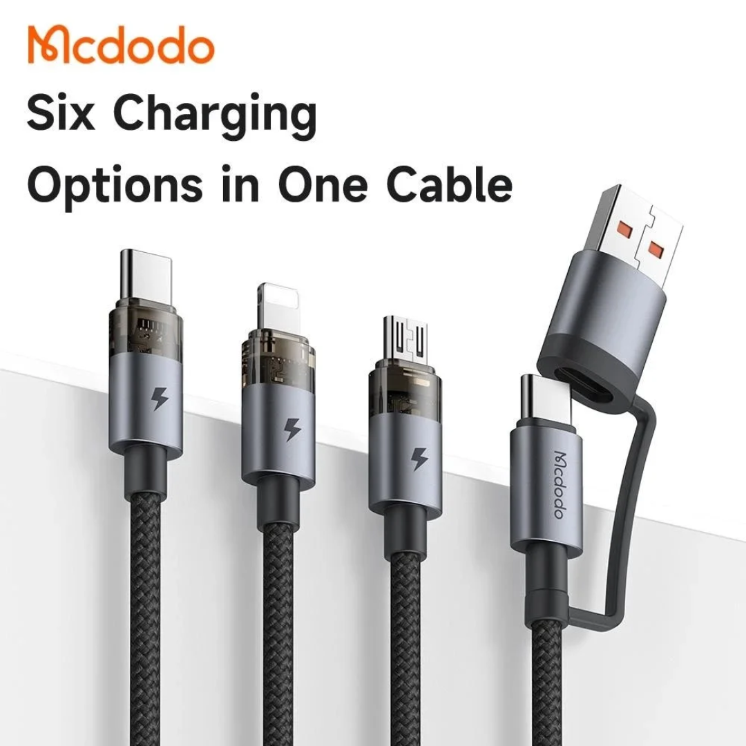 6 in 1 100W Transparent Cable with Charging Light
