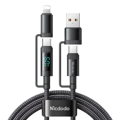 4-in-1 Multi-Device Fast Charging Cable with Watt Display