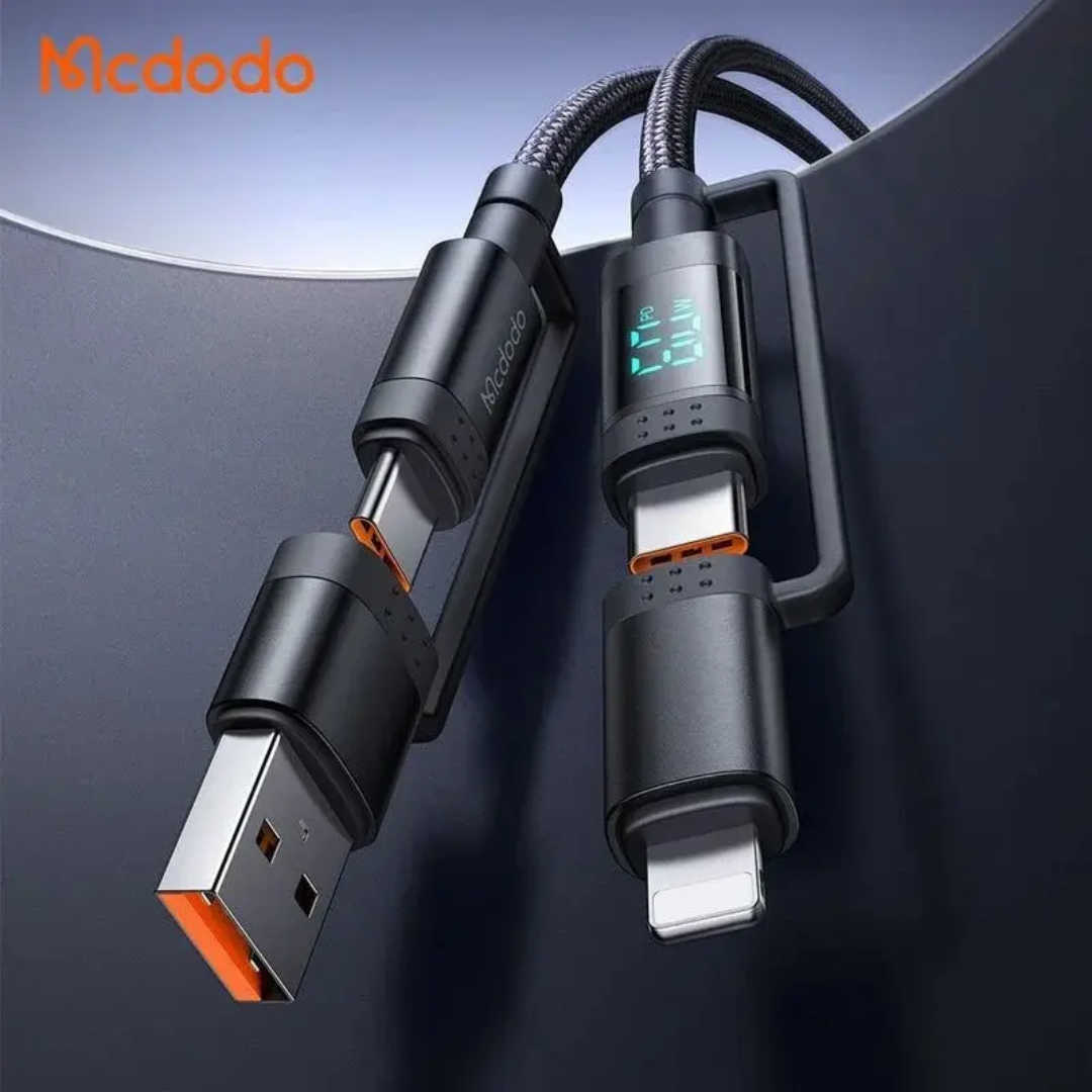 4-in-1 Multi-Device Fast Charging Cable with Watt Display
