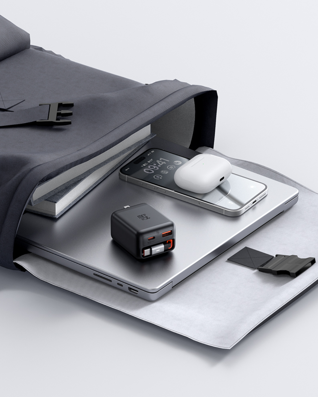 GaN Charger with Built-in Retractable Cable (US Plug)