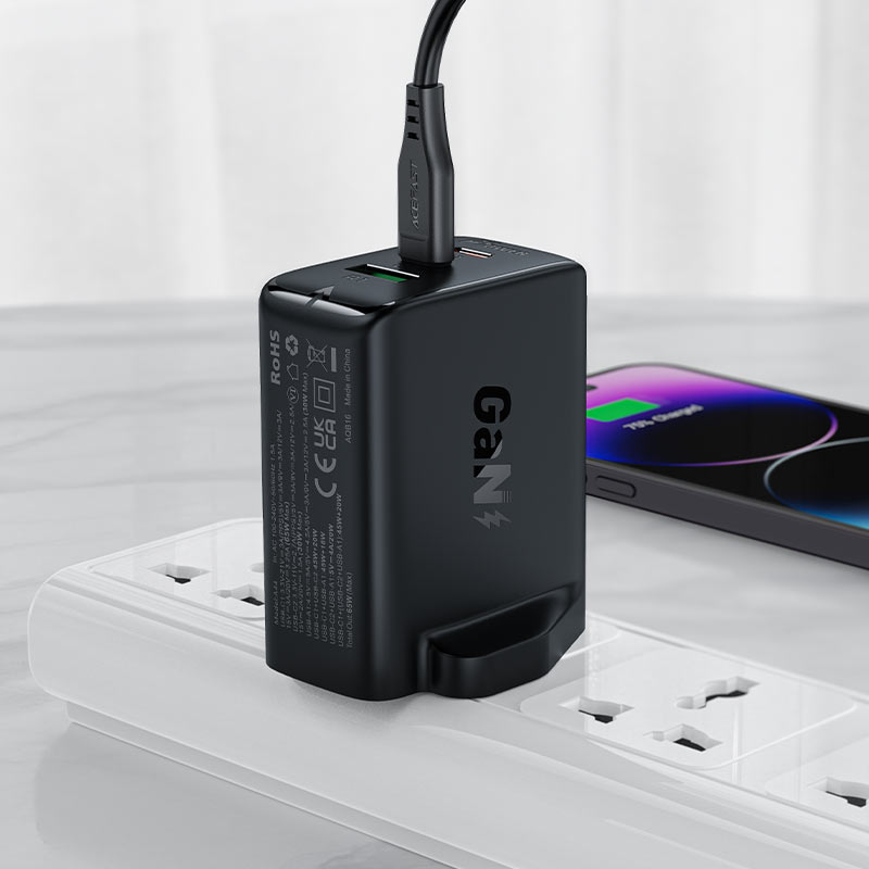 PD65W GaN Fast 3 Port Charger 2xUSB-C + 1xUSB-A