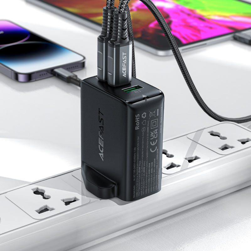 PD65W GaN Fast 3 Port Charger 2xUSB-C + 1xUSB-A