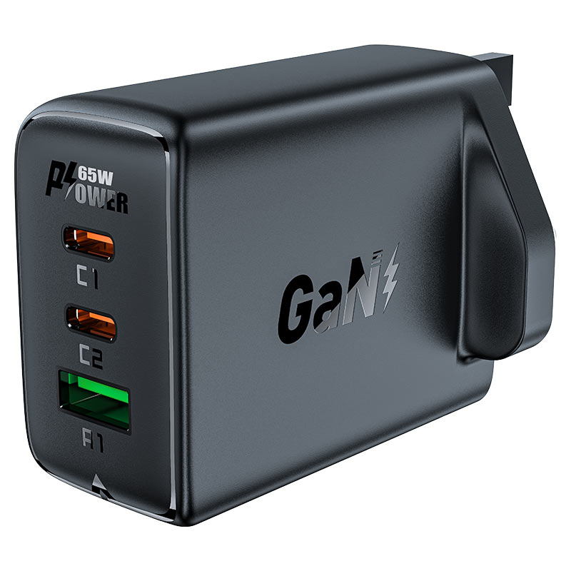 PD65W GaN Fast 3 Port Charger 2xUSB-C + 1xUSB-A