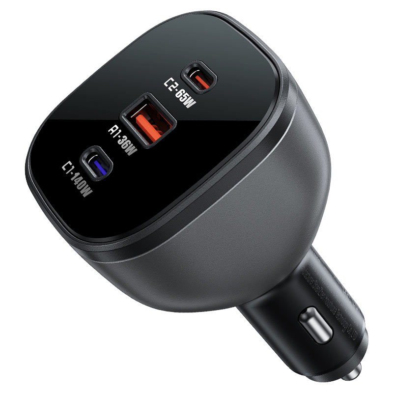 165W PD3.1 Smart Chip Dual USB-C + USB-A Fast Car Charger