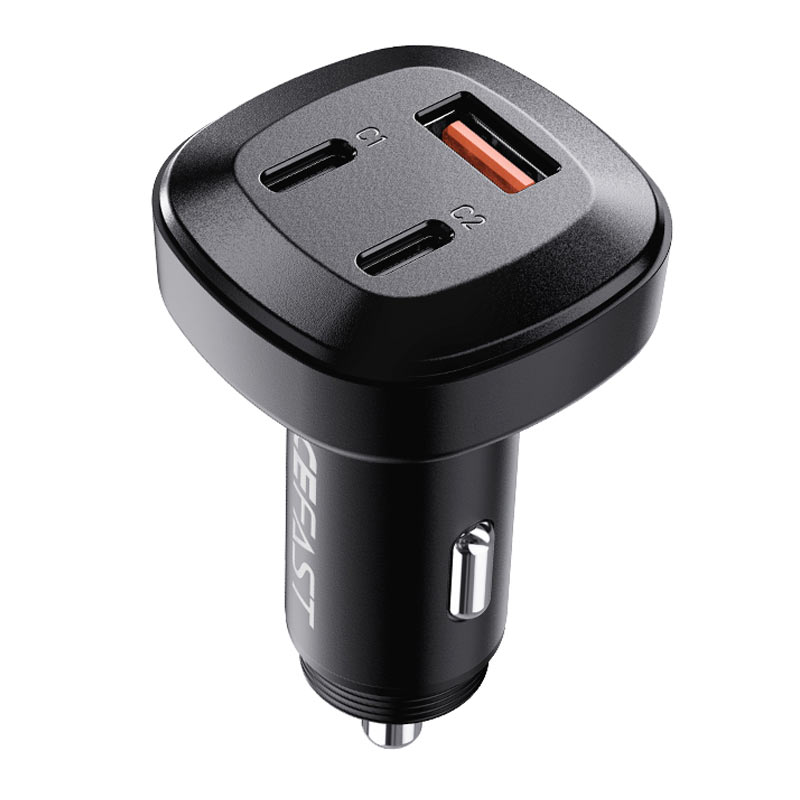 66W Dual USB-C + USB-A Three Port Metal Car Charger