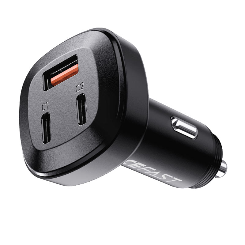 66W Dual USB-C + USB-A Three Port Metal Car Charger