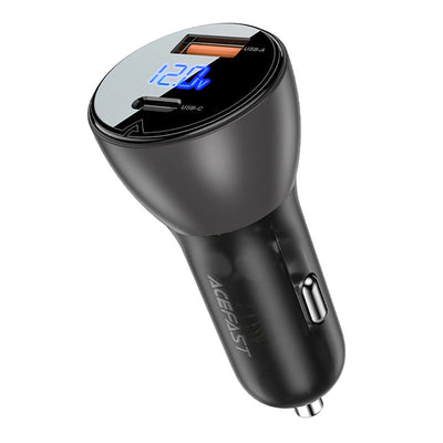 USB-A + USB-C Metal Car Charger 63W  with Digital Display