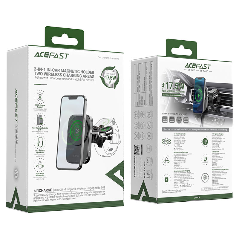 AceFast Magnatic Car Holder &amp; W/L Charger (D18)