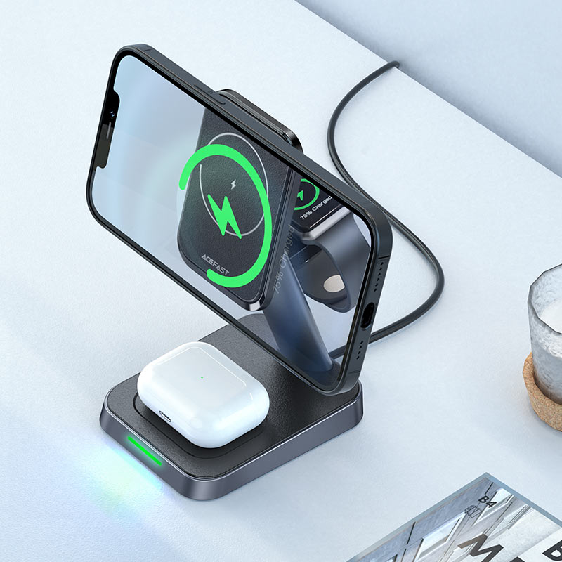 Desktop 3-in-1 wireless charging stand