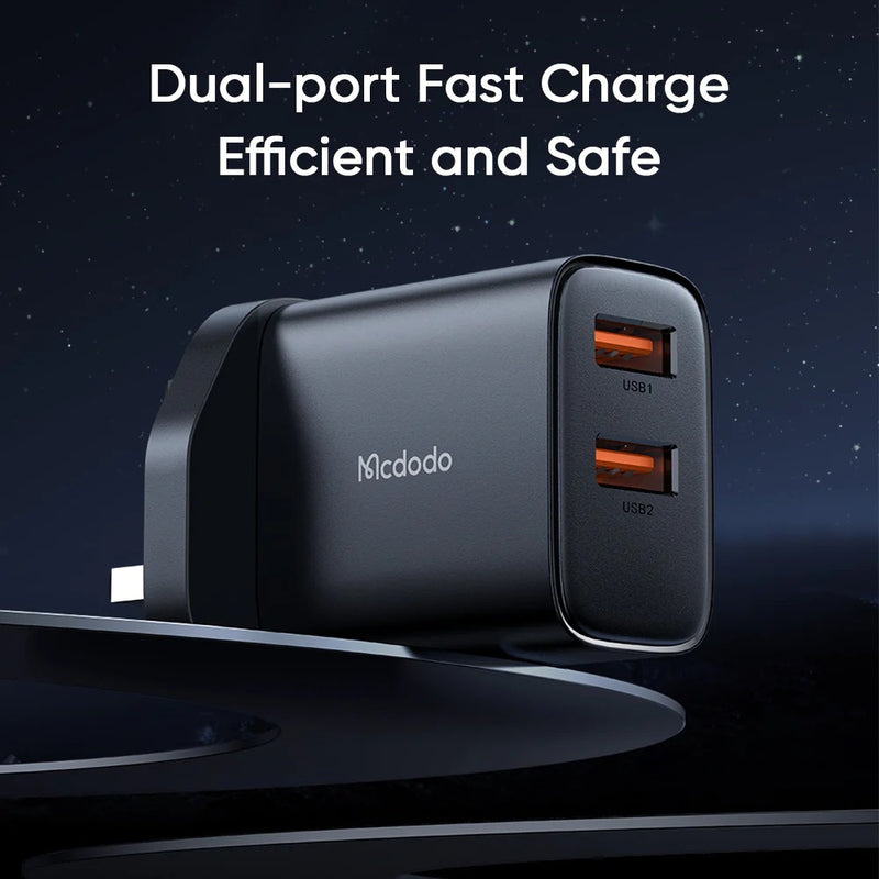 12W Dual USB Charger with Lightning Cable