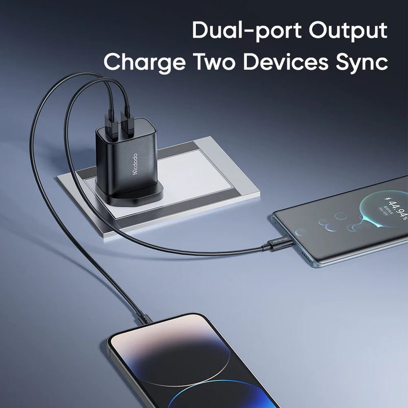 12W Dual USB Charger with USB C Cable