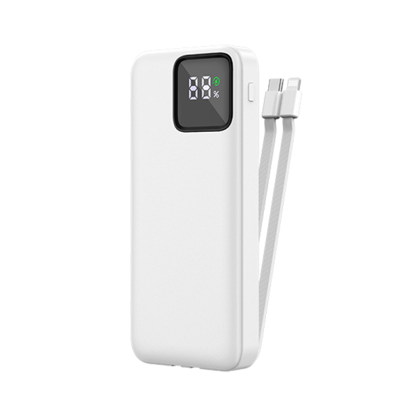 22.5W LED Display Power Bank With Built-In Cable