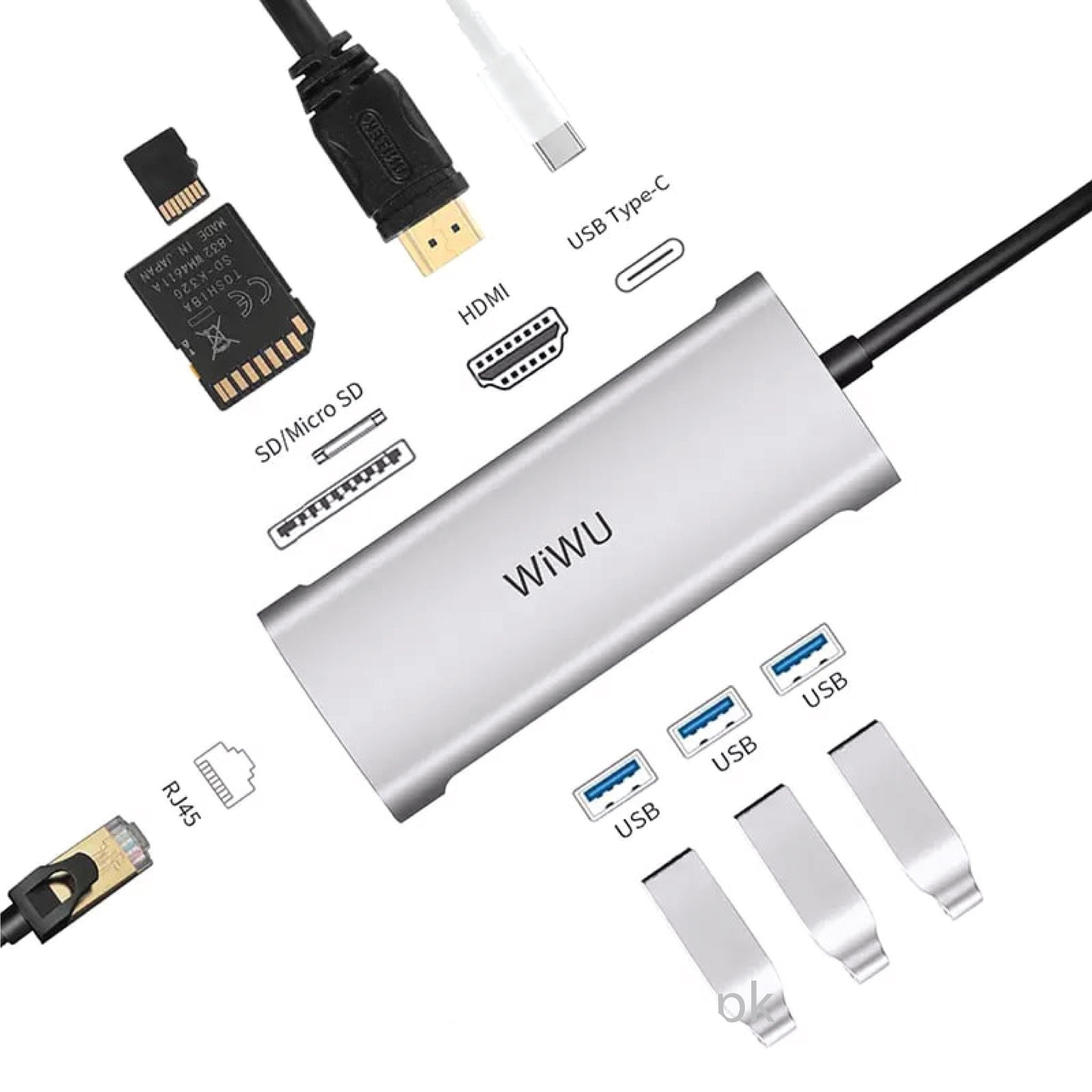 Wiwu Alpha 8 in 1 Usb-C Hub A831HRT